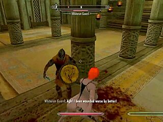 big booty redhead nude in skyrim, showing off her huge tits and ass