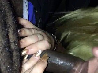 Car head with white girl sucking big black cock 😍