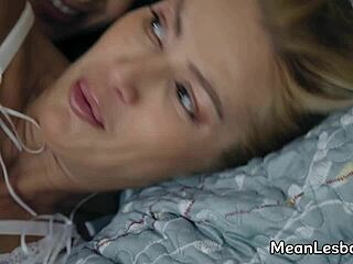 busty brunette lesbian babe enjoys oral sex from blonde friend