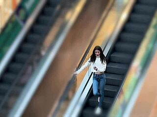 Teen Pees in Jeans at Mall