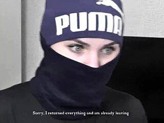 So, the thief got caught and ended up getting his mouth fucked in this homemade bondage scene