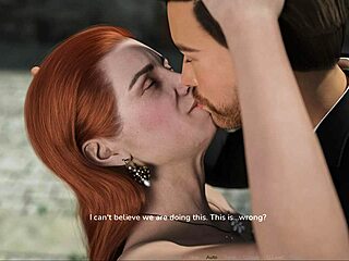 After the party, the redhead with shaved pussy wants to play.