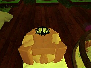 Slut gets fucked hard by big cock in Roblox game.