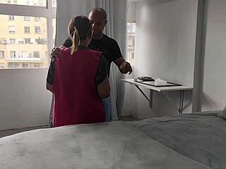 latina maid sucks big cock and swallows cum in homemade scene