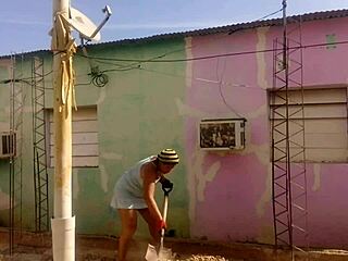 my neighbor can’t resist staring at my big latina ass in short dress