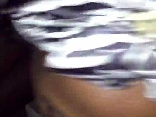 Transsexual slut gives sloppy blowjob to big black cock