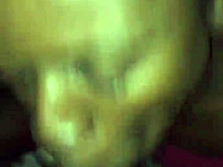 Transsexual slut gives sloppy blowjob to big black cock