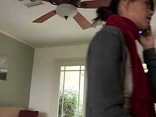 the blonde lesbian intruder takes the brunette to the bedroom where she eats her ass and fingers it