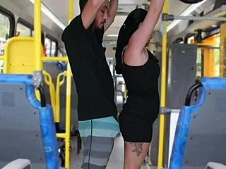 Old Guy Masturbates And Cums Inside Brunette On Bus