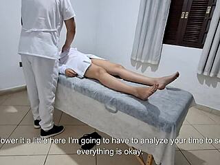 doctor checks the patient's ass and pussy then licks it