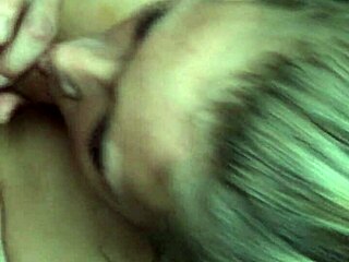 cute blonde with tattoos showing her tits and pussy