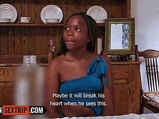 Hot ebony teen stretched by big cock in rough interracial fuck