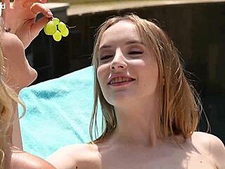 Polly Yangs and Merida Sat share a glass dildo poolside