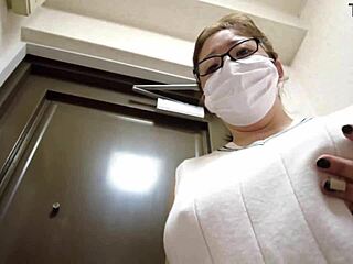 married woman masturbates at entrance