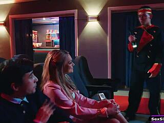 gf sucks bf's cock in cinema