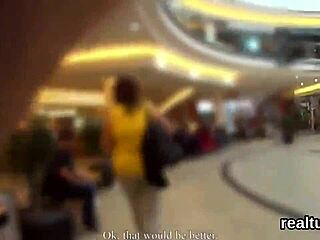 Hey, this hot Czech girl gets tempted in the mall with striptease and hardcore POV cock action