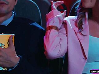 gf sucks bf's cock in cinema