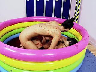 Romana Ryder and Tammie Lee Fight with Jelly and Lick Pussy