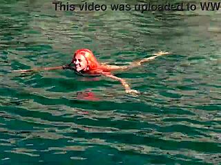 blue water and a naked girl