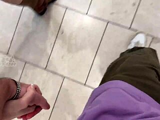 My date fucks and sucks at mall!