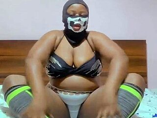 Flexible Curvy Black Woman In Costume Screams During Monster Cock Penetration