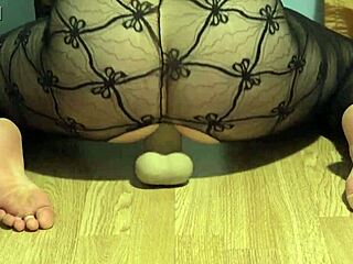 Sexy brunette masturbates with anal plug and huge dildo, cumming hard