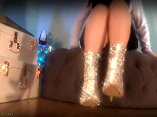 Mesmerize her slave with sparkle boots