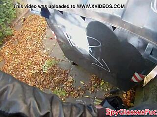 Real teen hints at outdoor spycam fun.