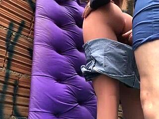 bold amateur latina bends over for intense anal pounding with sex toy doll in public favela outdoor action pushing limits