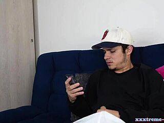 stepsister catches me jerking off and lets me cum on her face!