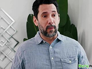 Hey, check out this naughty busty blondie masseuse craving some action and giving a wet nuru massage before intense fun