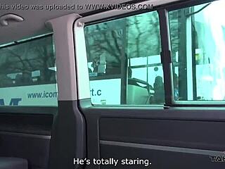 freezing blond secretary with awesome body convinced to meet stranger in taxi