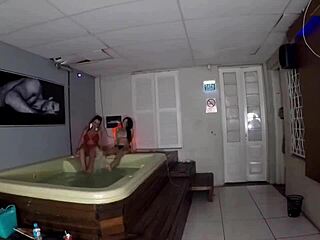 I watch this latina milf suck big cocks in the pub