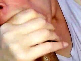 Getting some head from my roommate with monster cock blowjob