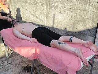 hey, what if this milf gets a wild outdoor massage from her mommy with big tits and wet pussy?