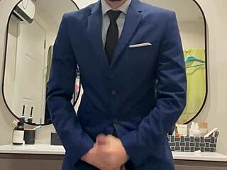 Hot Guy Jerking Off Busts Thick Load in Toilet