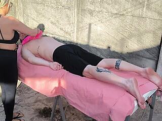 hey, what if this milf gets a wild outdoor massage from her mommy with big tits and wet pussy?