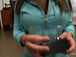 Explosive Busty Brunette Sits On Sybian Long Time Craving Intense Drilling With Cum On Tits!