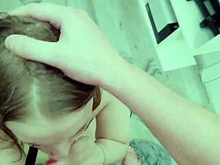 pretty submissive slut gets rough face fucking from dominant master until he cums on her cute face