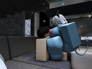 Rough Roblox Sex with Hot Demon Involves Big Cock Riding and Intense Anal Creampie Action