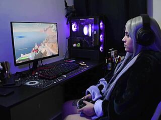 Why is this goth latina prostitute getting fucked doggystyle in cosplay while playing fortnite?