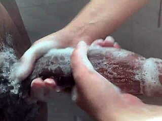 Horny College White Girl Worships Huge Bbc In Shower Cumshot Action!