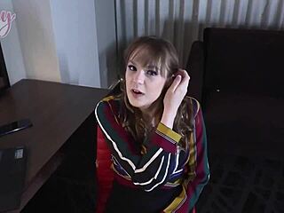 Clever Rebecca Vanguard lets Seth Brogan cum inside to get a job with wet pussy blowjob and creampie.