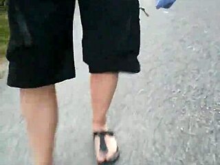 Out in the morning with nylon feet in Birkenstocks