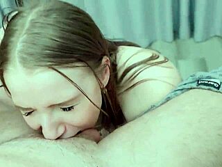 pretty submissive slut gets rough face fucking from dominant master until he cums on her cute face