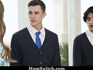 Stepson NEEDS HELP from STEPMOMS in TABOO ORGY with CURVY BIG ASS FRIENDS - Momswitch