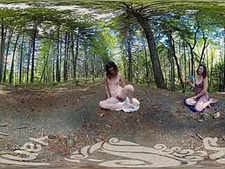 Turquoise explores her desires outdoors, masturbating with a dildo until climax in Yanks VR scene