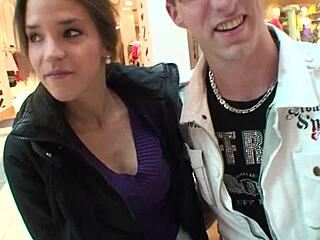 Whore joins for hardcore anal assfucking and blowjob in mall baths leading to intense couple orgasm with cumshot