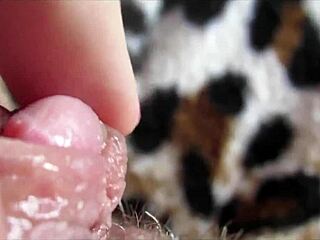 Big clit pulses in closeup as she reaches intense orgasm with wet pussy rubbing