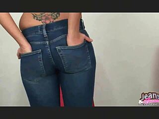 Skinny Amateur Lanza Teasing Tight Jeans